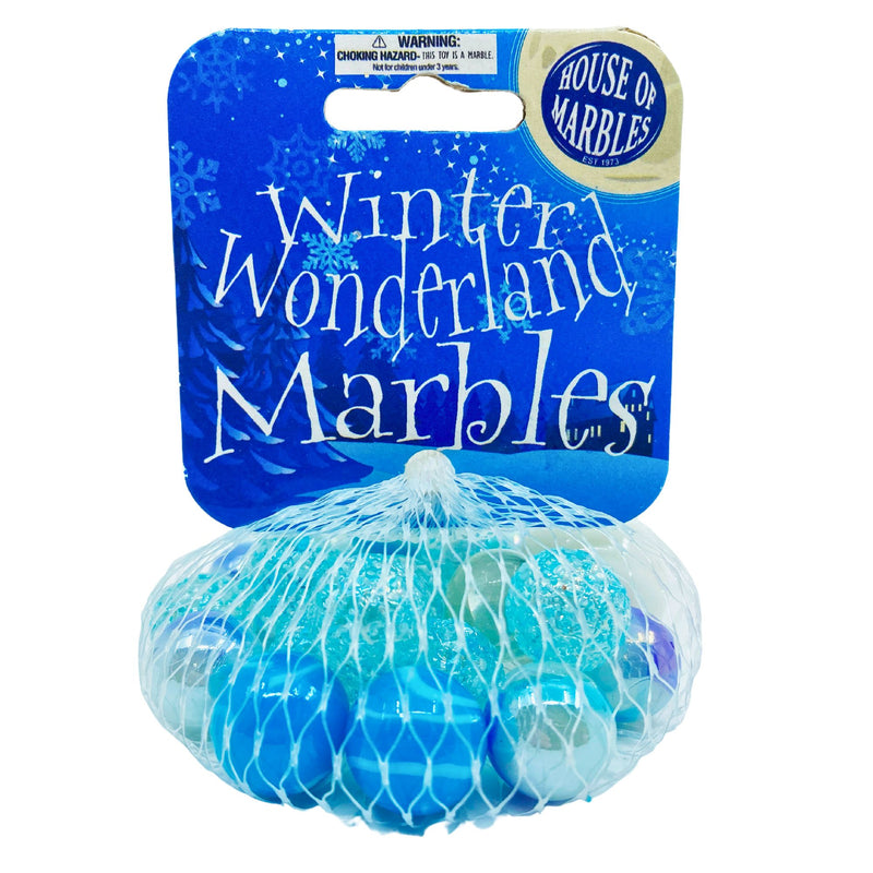House of Marbles Winter Wonderland Net Bag of 20 Marbles in different textures Marble Run Game include 1 extra large white marble 3yrs+