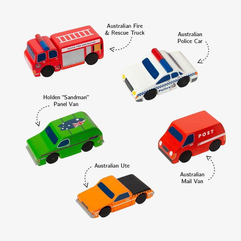 Make Me Iconic Wooden Australian Vehicles Set Educational Role Play Toy 18mth+