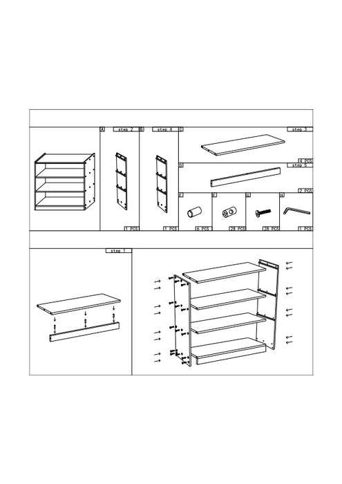 Montessori Pinewood 4 Tier Open Shelf 40(D) x 120(L) x 100(H)cm
