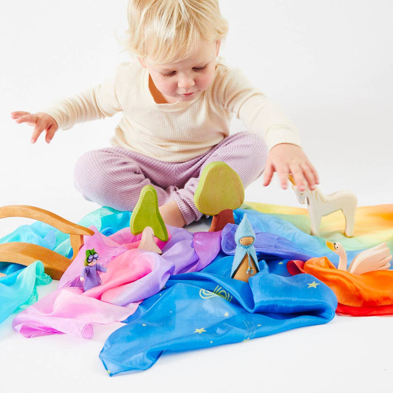 Sarah’s Silks Rainbow Mini Enchanted Playsilks 100% Silk Natural Waldorf Toys 3yrs+