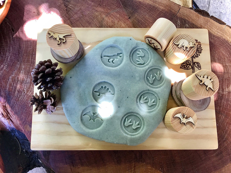 Wooden Dinosaur Stamps by Beadiebug Playdough Sand Toys Art and Craft for Kids Dinosaur and Dragon Theme Retired 3yrs+