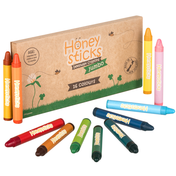 Honeysticks Beeswax Jumbo Crayons 16 Colours Toddler Art and Craft 12m+