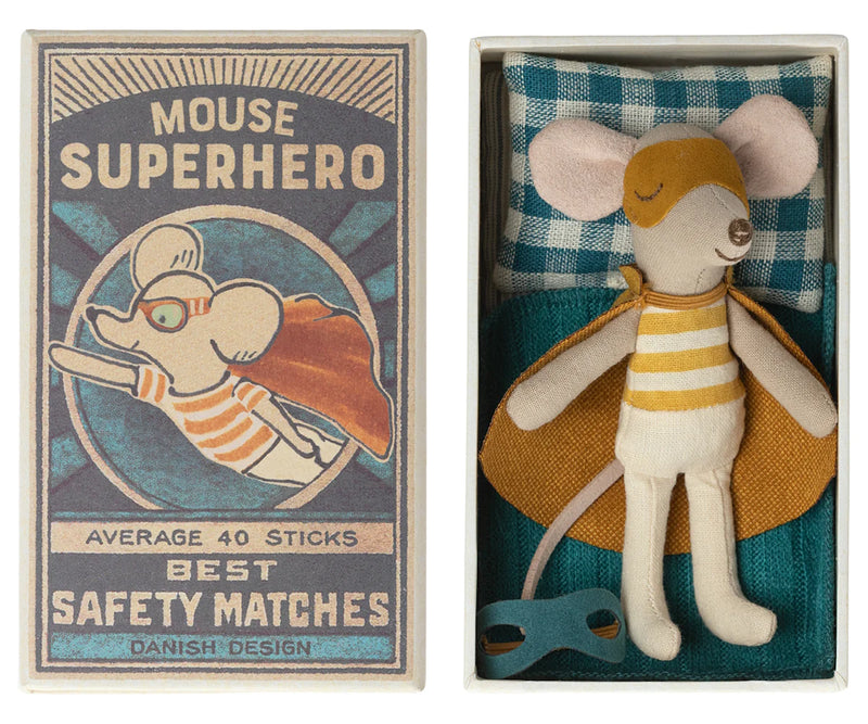 Super Hero Mouse in Matchbox by Maileg Gifting Idea for 3yrs+