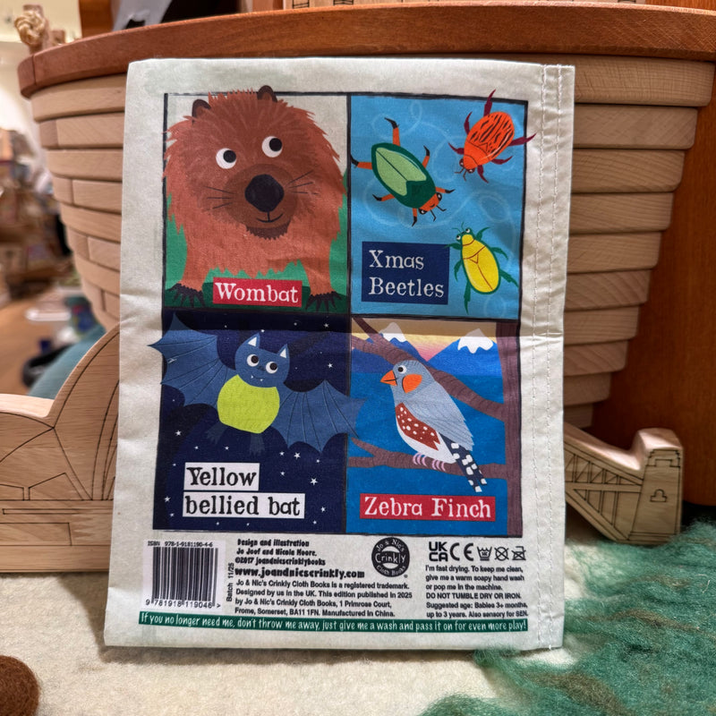 Nursery Times Crinkly Newspaper A-Z Aussie Animals by Jo & Nic's Crinkly Cloth Book Australian Theme 3m+