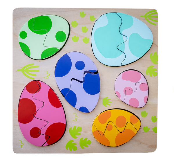 Kiddie Connect Egg and Dino 12pcs Wooden Puzzle Fine Motor Skills  Cognitive Development Toys for 18m+