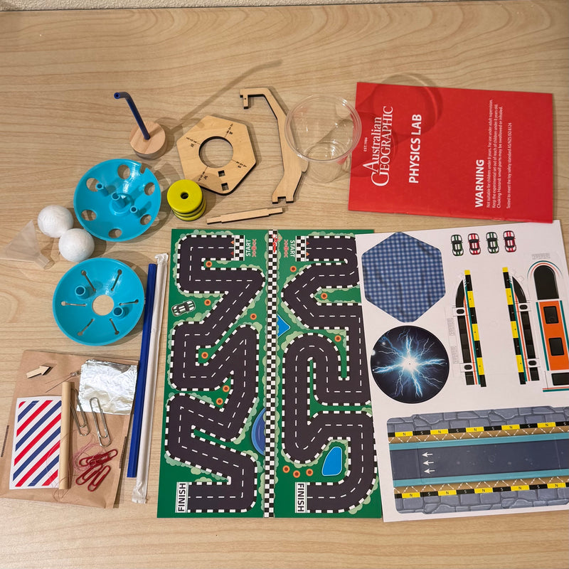 Australian Geographic Physics Lab Kit with 14 Physics Experiments Early Science STEM Toys Gifting Idea for 10yrs+