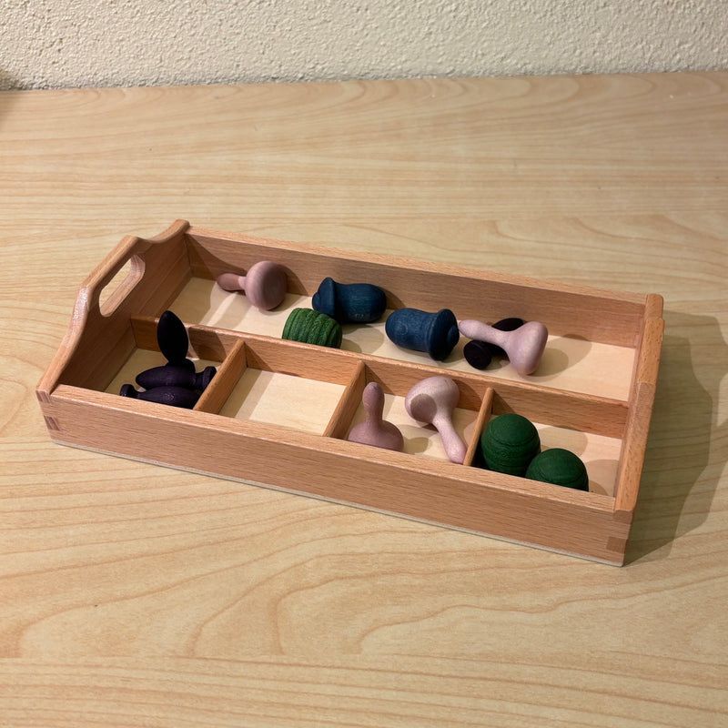Montessori 4 Compartment Wooden Sorting Tray