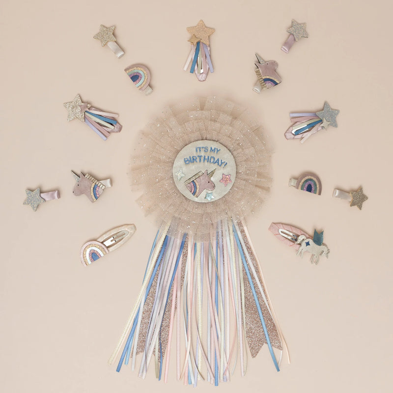 Unicorn Birthday Day Glitter Badge by Mimi & Luna Fairy Unicorn and Castle Theme  Gift Idea for 3yrs+