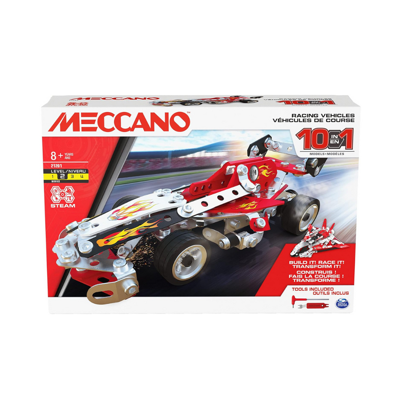 Meccano 10 in 1 Racing Vehicles Model Building Kit STEM Toys 8yrs+