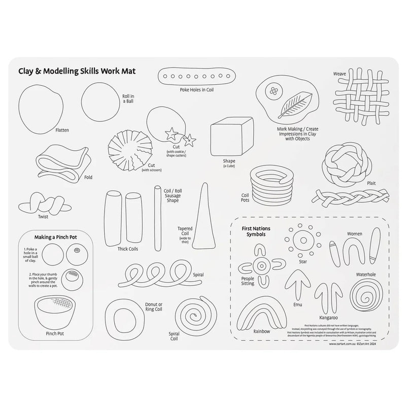 Clay and Modelling Skills Sillicone Mat Reusable by Zart Art Art and Craft for Kids 5yrs+