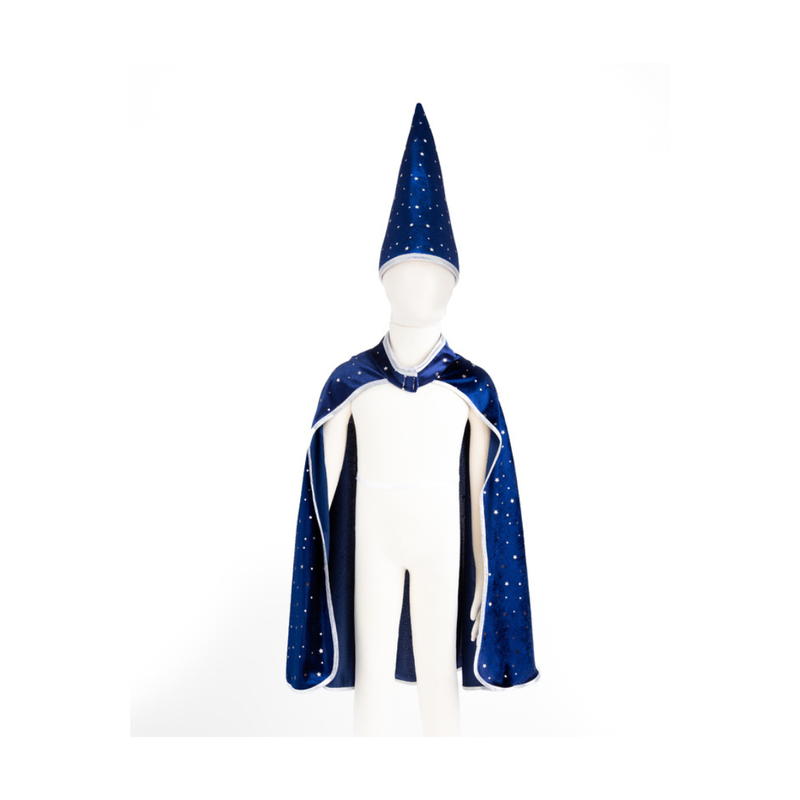 Blue and Silver Sparkle Wizard Cape & Hat Size 4-6 by Great Pretenders Costumes 4yrs+