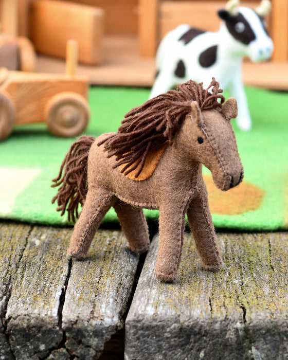 Tara Treasures Felt Horse Pretend & Imaginative Play Farm Animal Toys 3yrs+