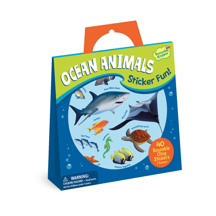 Peaceable Kingdom Reusable Sticker Tote Ocean Animals Travel Toys Art and craft for kids 3yrs+