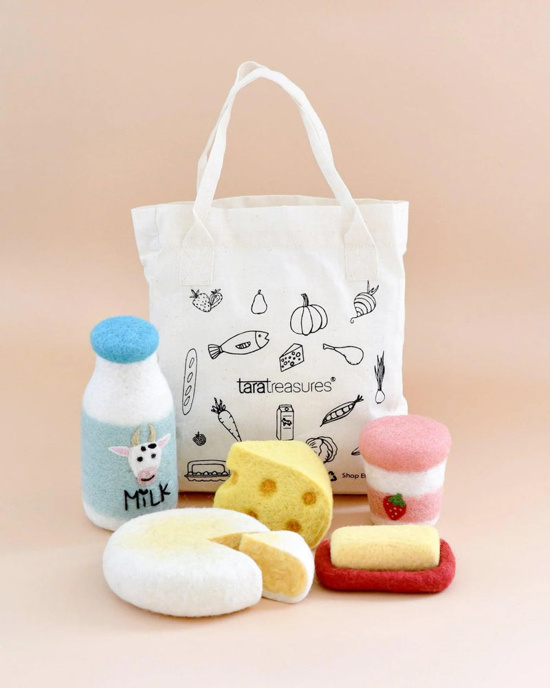 Tara Treasures Felt Food Groups Dairy Pretend and Imaginative Play Kitchen Accessories 3yrs+