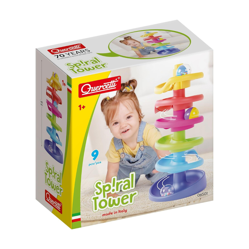 Quercetti Spiral Tower 9pcs Fine Motor Skills Toys for Toddlers Baby Toys 12m+