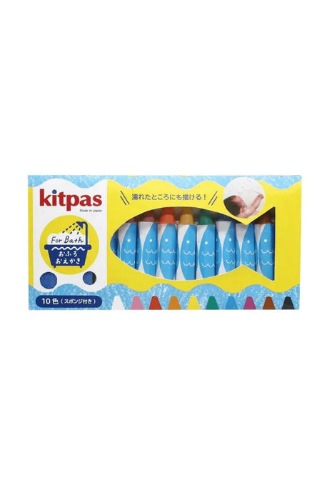 KITPAS Bath Crayons 10 Colour With Sponge 3yrs+