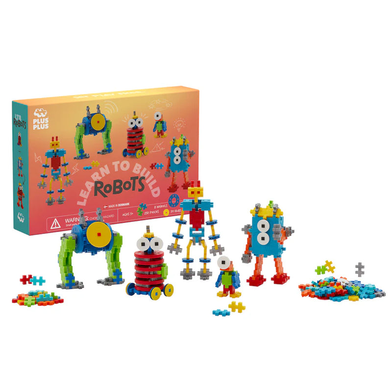 Plus Plus Learn to Build Robots Set 275pcs Building Blocks Gifting Creativity Toy Idea for 5yrs+