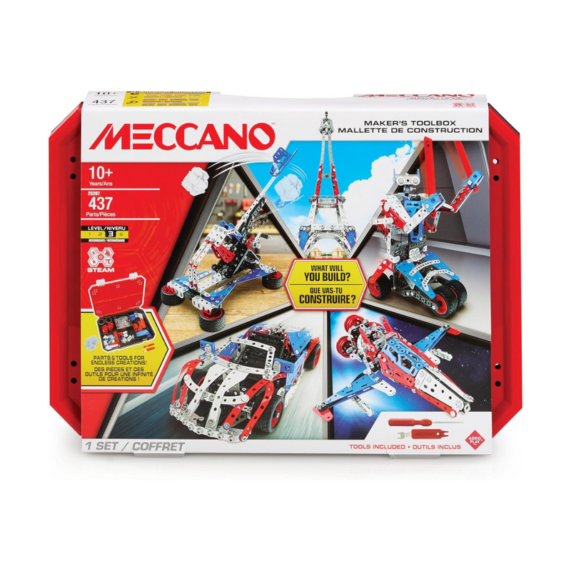Meccano Maker’s Toolbox 437pcs 5 in 1 Building Kit STEM Toys 10yrs+