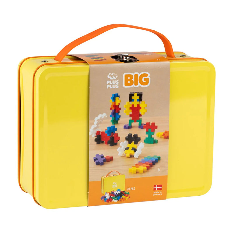 Plus Plus Big Basic Building Blocks 70pcs for Toddlers Metal Suitcase Set Gift Idea for 12m+