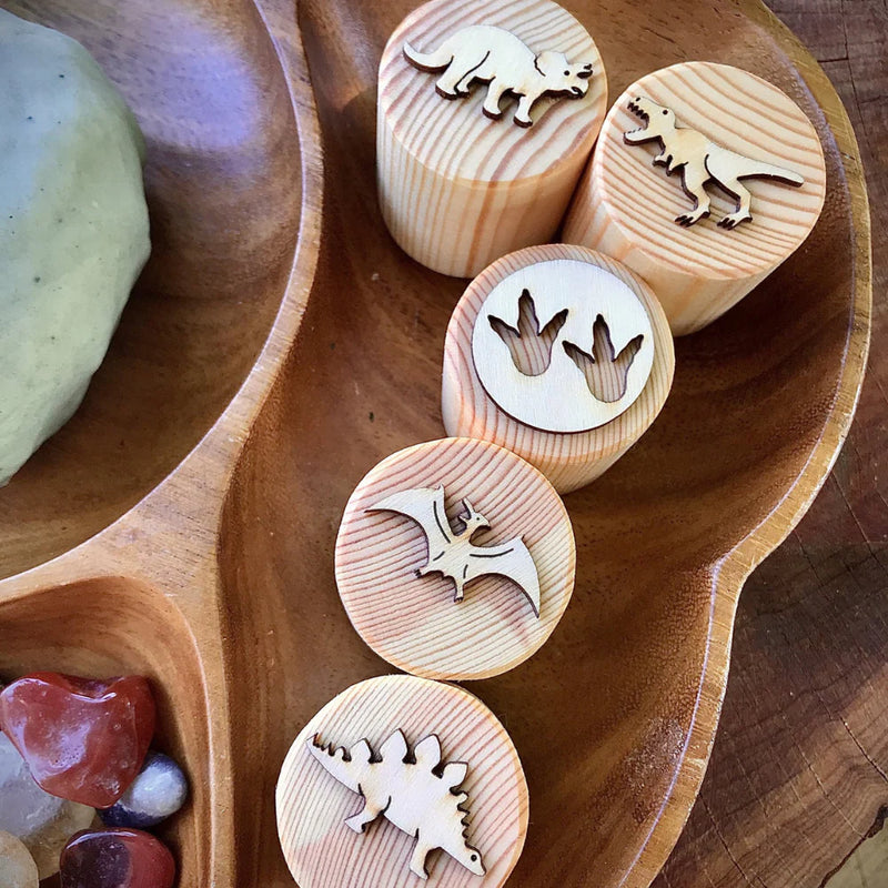 Beadiebug Wooden Dinosaur Stamper Playdough Sand Toys Clearance 3yrs+