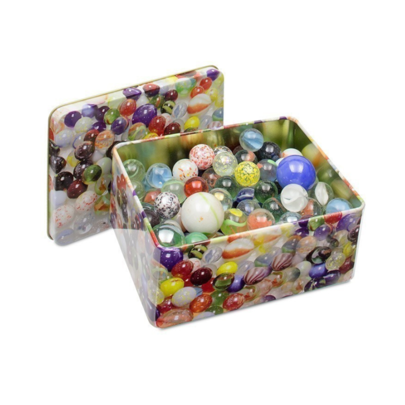 Marbles in Printed Tin with 146 Assorted Glass Marbles for 3yrs+