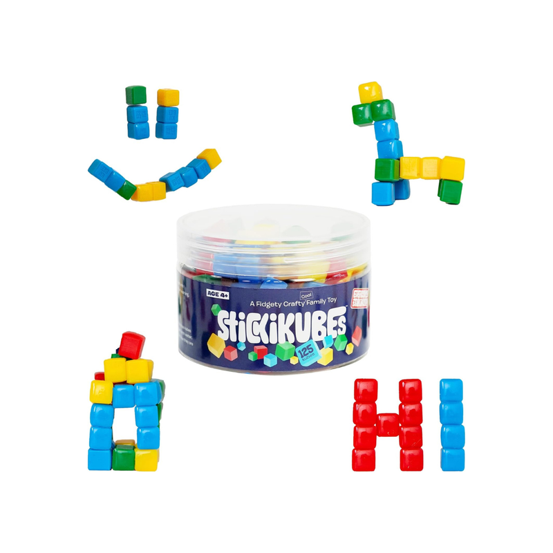 StickiKubes Rainbow Bright Mini Stacking Cubes 125pcs Fidget Toys Sensory Toys 4yrs+