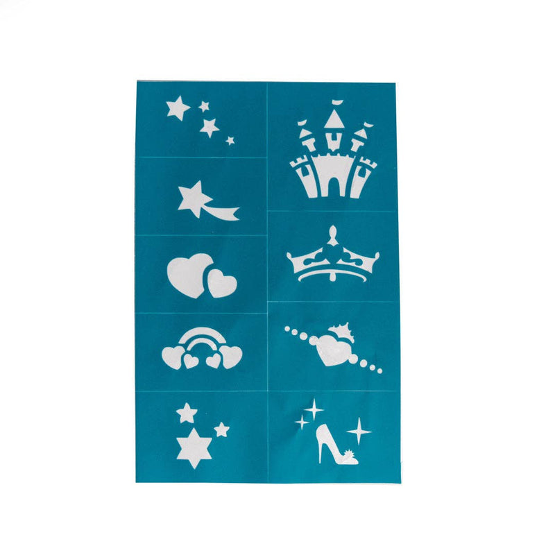 Oh Flossy Reusable Adhesive Face Paint and Makeup Stencils Kids Makeup Set Teal 3yrs+