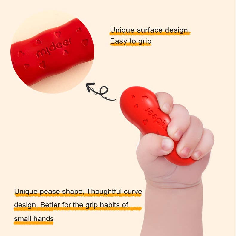 Mideer Washable Peas Beeswax Crayons 12 Colours Stationary Art and craft for kids 3yrs+