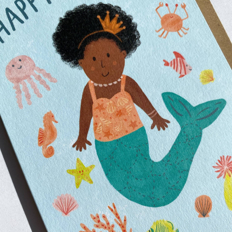 Mermaid Happy Birthday Card by Lauren Sissons Studio Kids Birthday Card
