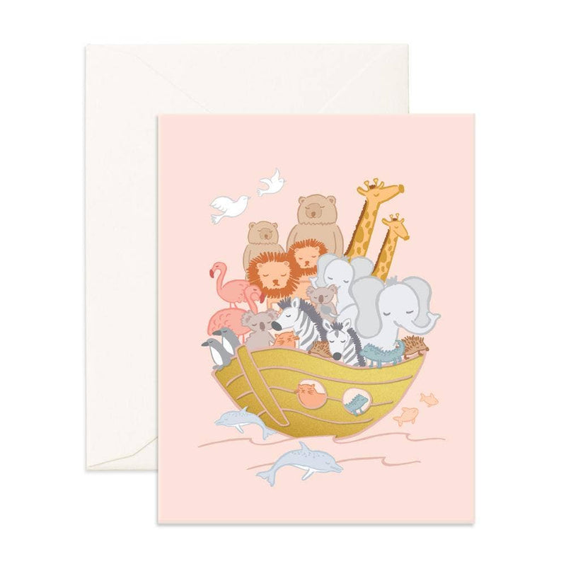 Noah's Ark Foil Greeting Card By Fox and Fallow Baptism Card