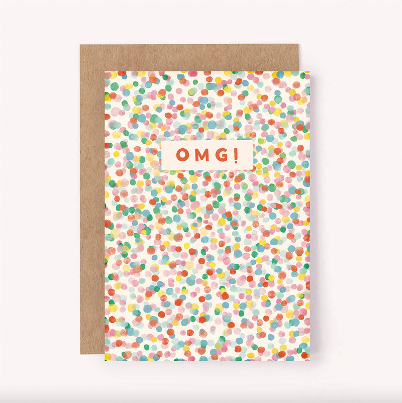 OMG Confetti Greeting Card By Lauren Sissons Studio Birthday New Born Congratulation Cards