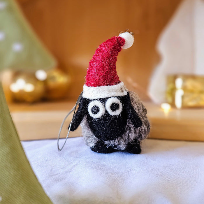 Pashom Christmas Tree Decor Black Woolly Sheep