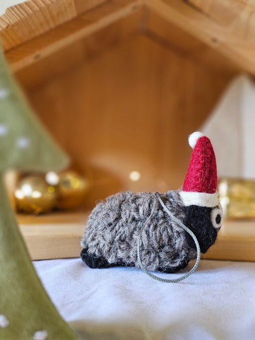 Pashom Christmas Tree Decor Black Woolly Sheep