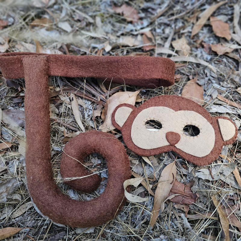 Pashom Felt Monkey Tail Pretend & Imaginative Play Costumes Clearance 2yrs+