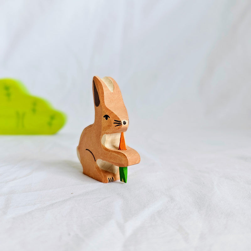 Holztiger Hare Rabbit with Carrot Wooden Animals Woodland & Meadow Animal 3yrs+