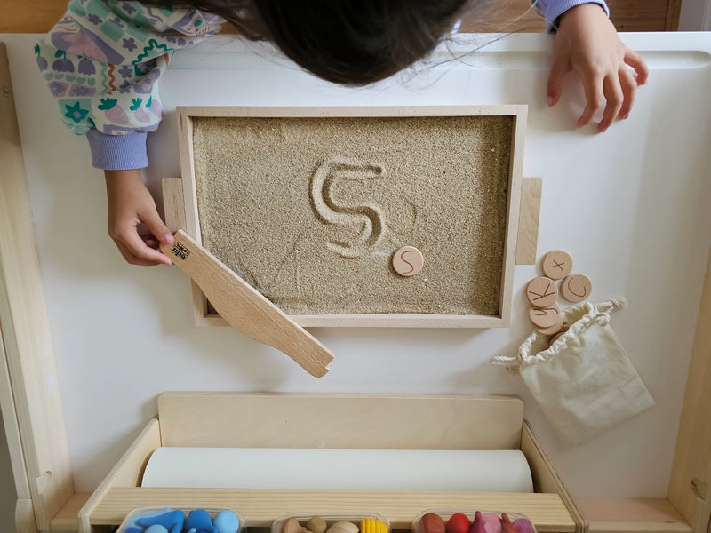 Montessori Sand Tray the Original Large Sensory Tray for Language Learning