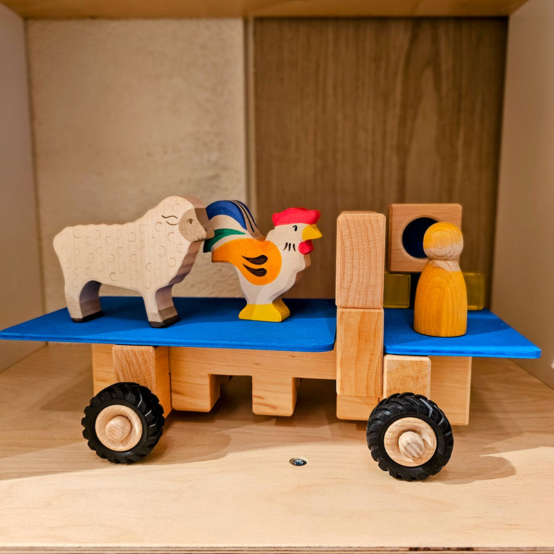 Bauspiel Wheel Kit 16 Piece STEM Wooden Toys Building Blocks Clearance 3yrs+