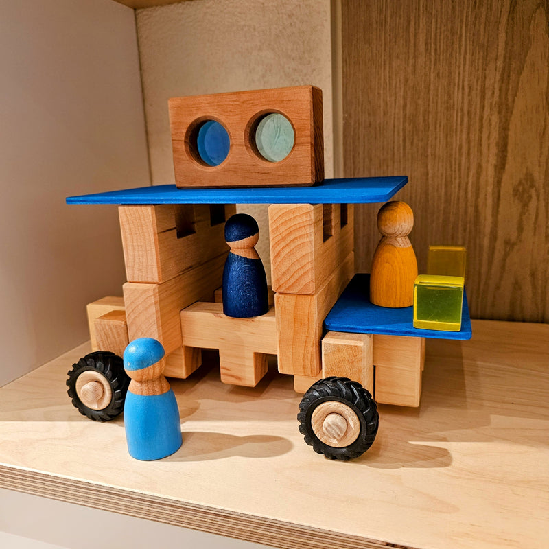 Bauspiel Wheel Kit 16 Piece STEM Wooden Toys Building Blocks Clearance 3yrs+