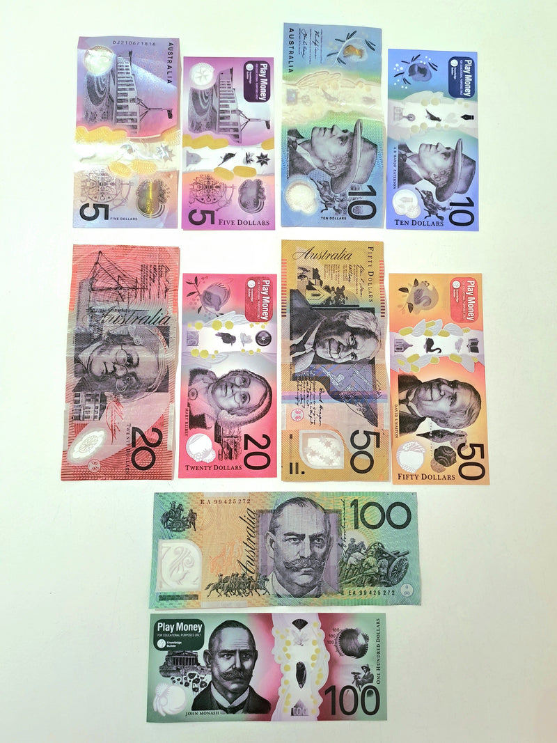 Tear Proof Play Money Notes Realistic synthetic paper 110p Fake Money By Knowledge Builder Math STEM  Range Math Games for Kids Best Seller Most Loved in Store 3yrs+