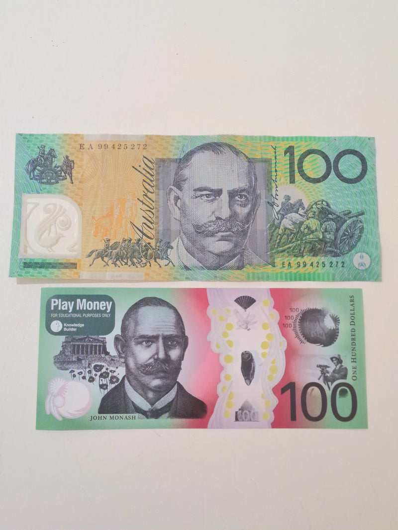 Tear Proof Play Money Notes Realistic synthetic paper 110p Fake Money By Knowledge Builder Math STEM  Range Math Games for Kids Best Seller Most Loved in Store 3yrs+