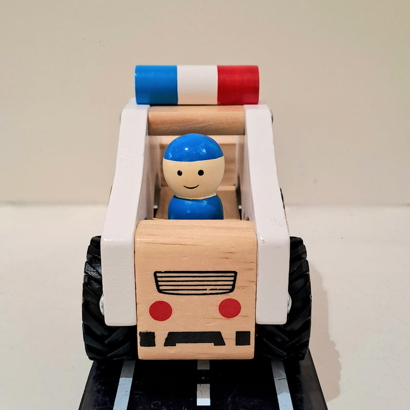 ToysLink Wooden Police Car Toy Car Baby Toddler Toys Gifting Idea for 18m+