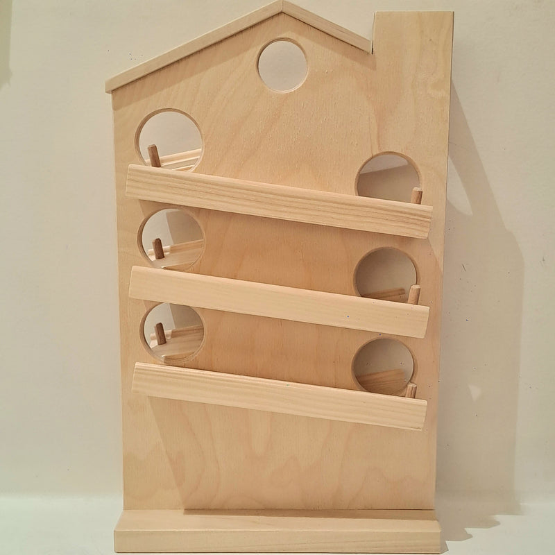 Grunspecht Marble Run House with Bell 6pcs Early Science STEM Toys Marble Run Game Wooden Building Blocks 3yrs+