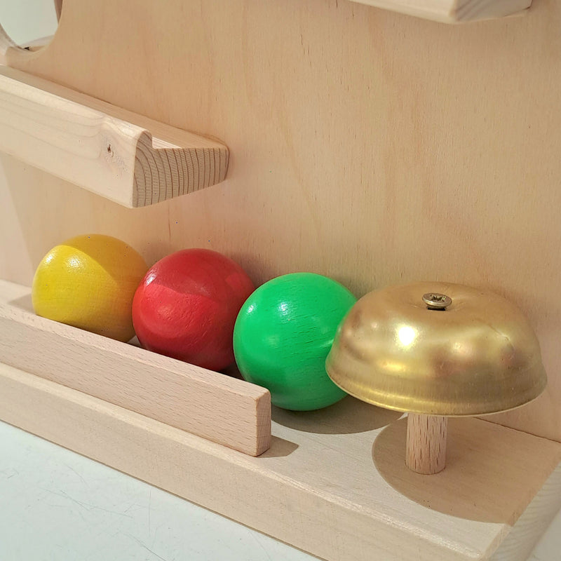 Grunspecht Marble Run House with Bell 6pcs Early Science STEM Toys Marble Run Game Wooden Building Blocks 3yrs+