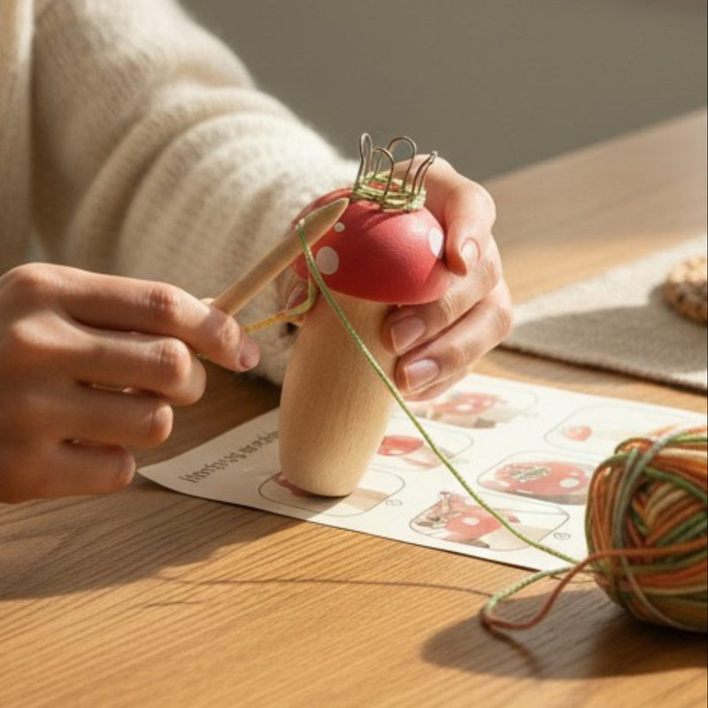 House Of Marbles Wooden Knitting Mushroom Art and Craft for Kids 6yrs+