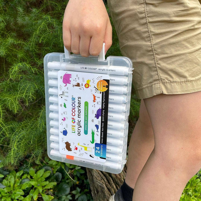 Life of Colour Acrylic Markers Classic Colours Set of 24 Stationary Art and Craft for Kids 3yrs+