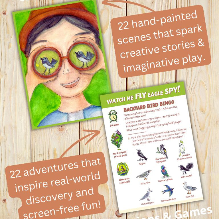 Backyard Adventures Cards for Local Explorers 22pcs by Gumnut Trails Missions, Games and Story Cards Outdoor Travel Toys Storytelling 3yrs+