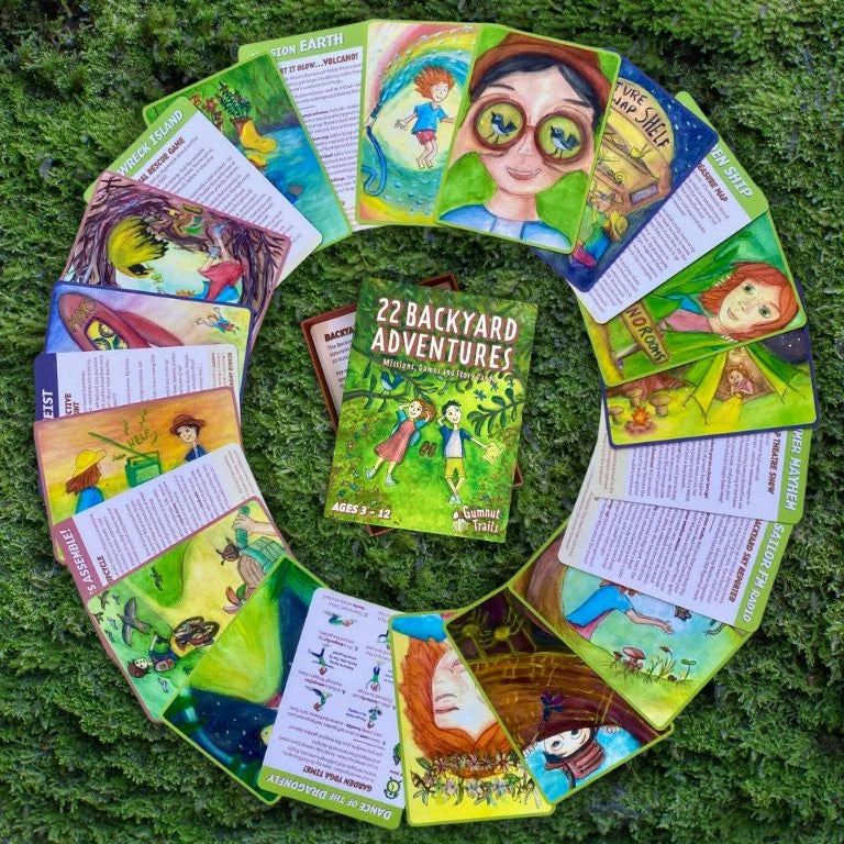 Backyard Adventures Cards for Local Explorers 22pcs by Gumnut Trails Missions, Games and Story Cards Outdoor Travel Toys Storytelling 3yrs+