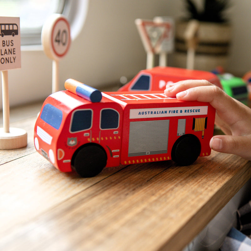 Make Me Iconic Wooden Australian Vehicles Set Educational Role Play Toy 18mth+