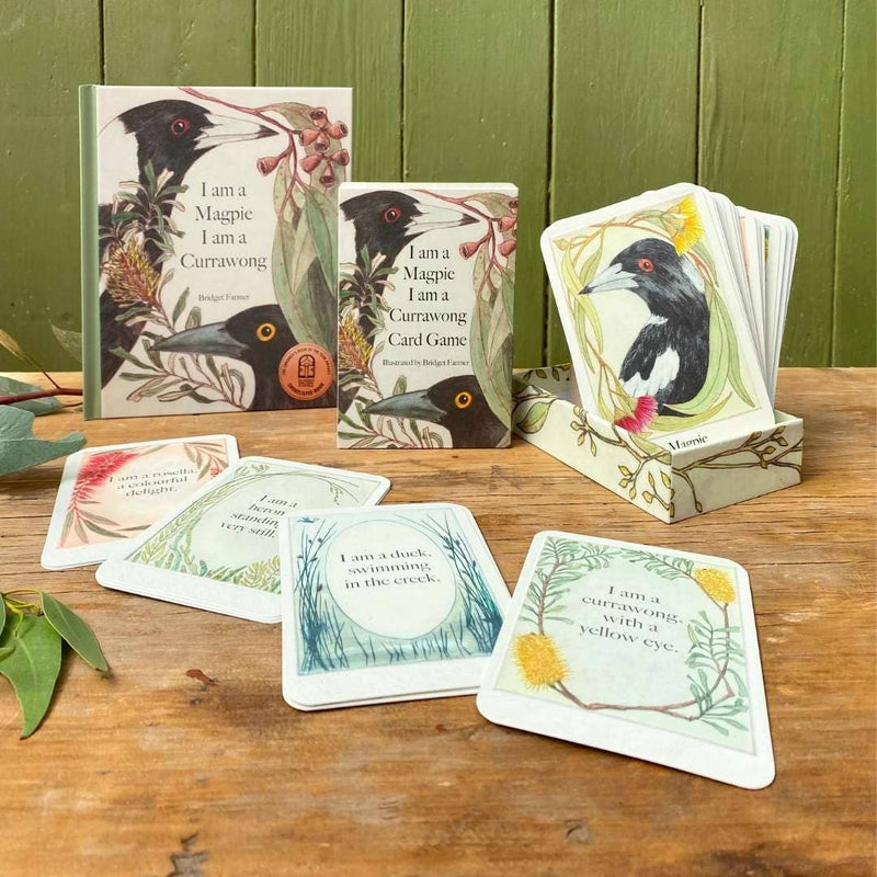 Bridget Farmer Printmaker I am a Magpie I am a Currawong Card Games For Kids Australian Animals