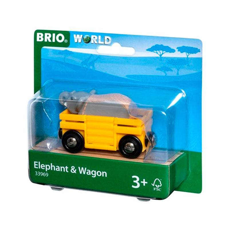 BRIO Elephant and Wagon 2pcs Toy Car 3yrs+